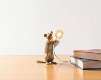 Quirky Resin Mouse LED Lamp, Unique Ambient Desk & Night Light for Home and Office
