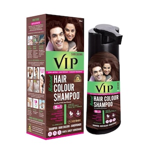 VIPヘアカラーシャンプー（男女兼用、180ml、ダークブラウン）｜アンモニアフリー｜長持ちヘアカラー｜自宅でヘアカラー