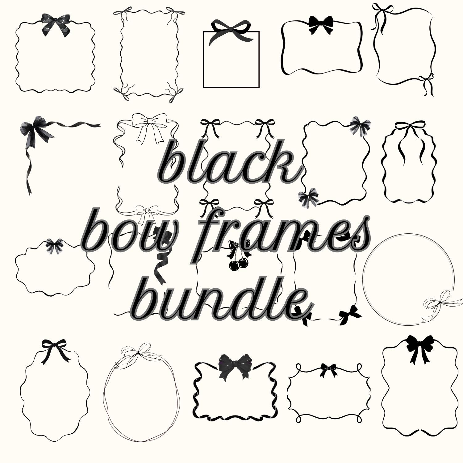 Black Bow Frame Clipart Bundle, Coquette Ribbon Frames (PNG SVG PDF ...
