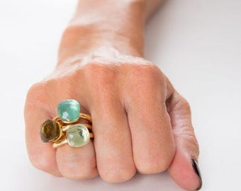 Hydro Quartz Ring 14k Solid Gold Ring Anniversary Ring For Her