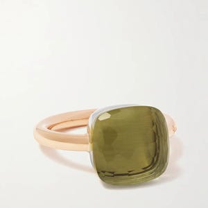 Green Amethyst Gemstone Ring 14k Solid Gold, Anniversary Ring For Love