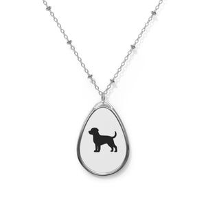 Personalized Dog Oval Necklace, Pet Memorial Jewelry, Dog Lover Gift, Custom Keepsake Necklace, Unique Animal Pendant