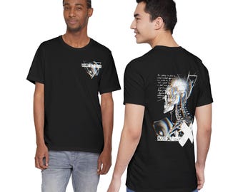 Gothic Schädel T-Shirt, Edgy Skeleton Shirt, Alternative Street Wear Top, Emo Collage T-Shirt, Unisex Jersey Kurzarm T-Shirt