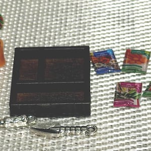 1:12 Scale Miniature Gardening Kit - Dollhouse Garden Crate with Seed Packets, Terra Cotta Pots, and Silver Hand Tools - Fairy Garden Access