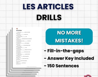 A1/A2 French Articles: 150 Drills | Definite, Indefinite & Partitive | French Grammar Worksheets PDF | High Repetition Practice