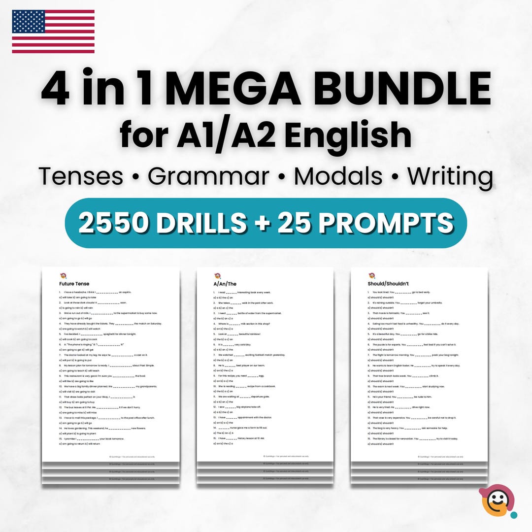 Ultimate English Grammar Bundle A1 A2 | 2550 Intensive Drills + 25 ...