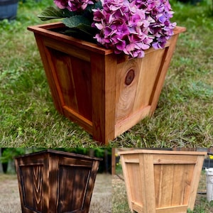 Rustic Cedar Planter Box | Handmade Wooden Outdoor Flower Pot | Farmhouse Patio Garden Decor