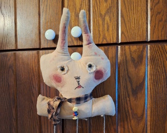 Easter Primitive Bunny Rabbit, Folk Art Wall Hanger, Door Decoration, Party Decor, Patchwork Eggs, Original Design, OFG, FAPM