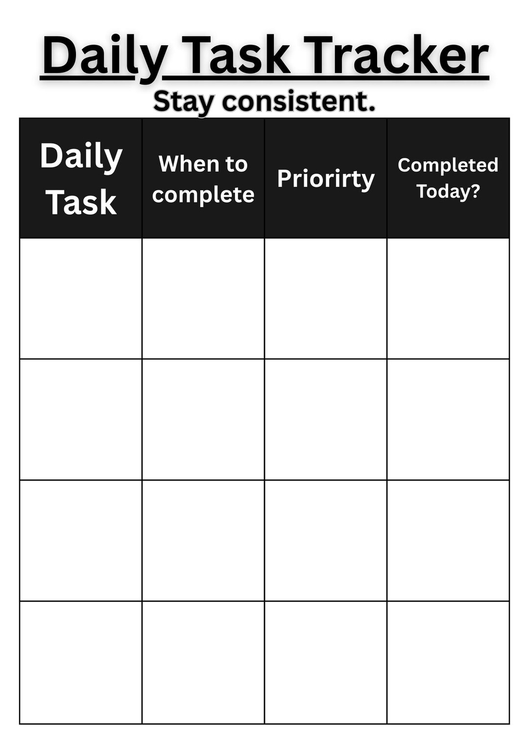 Daily Task Checker Printable PDF | Minimal to Do List | Productivity ...