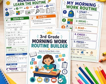 3rd Grade Morning Work Math & ELA | Back to School Printable Worksheets