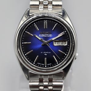 Vintage Seiko 5 Actus 7009 Automatic 21 Jewels Men&#39;s Watch Japan Blue Wristwatch