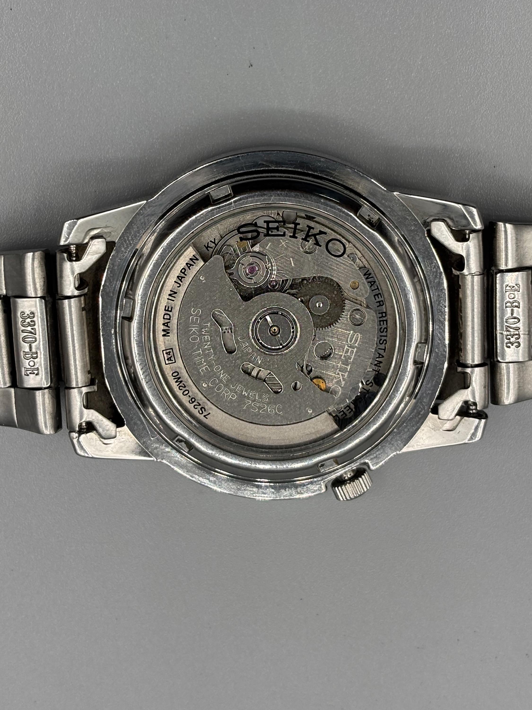 Vintage Seiko 5 7S26-02W0 Automatic 21 Jewels Black Men's Watch