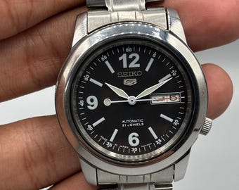 Vintage Seiko 5 7S26-02W0 Automatic 21 Jewels Black Men's Watch