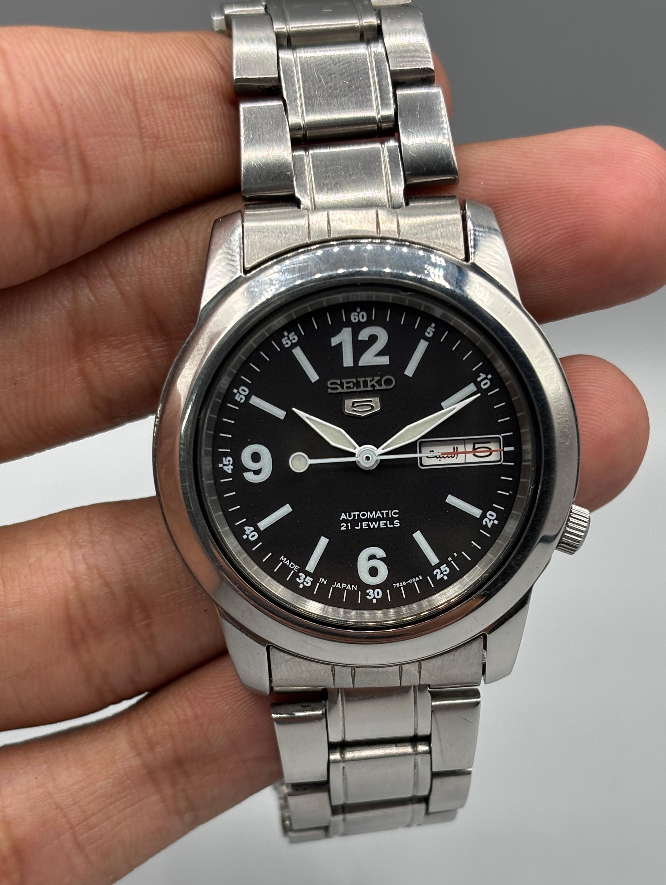 Vintage Seiko 5 7S26-02W0 Automatic 21 Jewels Black Men's Watch