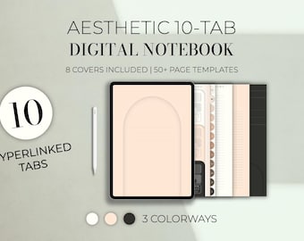 Minimalist 10-Tab Digital Notebook | Hyperlinked PDF Planner (Digital Download)