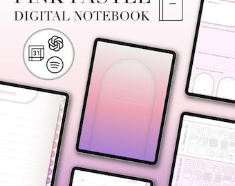 Pink Pastel Digital Notebook | Hyperlinked Planner with Templates (PDF)