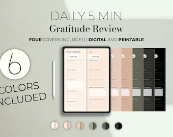 5-Minute Gratitude Journal | Daily Reflection Template (Digital PDF)