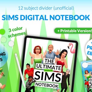Inoffizielles digitales Notizbuch (GoodNotes, Notability) | 12 Teiler, 48 Vorlagen, Sim Planner Seiten | Druckbare A4 + Gratis eBook