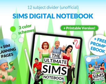 Sims Digital Notebook, Sim Planner Pages, 48 Templates (Digital Download)