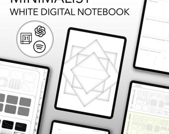 Minimalist White Digital Planner | Hyperlinked Notebook (PDF)