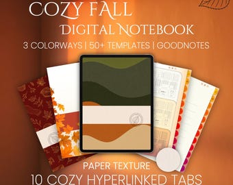 Fall Digital Notebook for Goodnotes | 10 Hyperlinked Tabs (PDF)