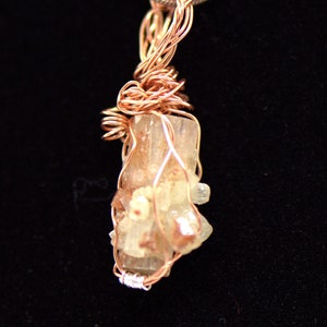 Aragonite Stone wrapped in copper on copper snake chain. Stone is Earth healer or grounding stone. image 1