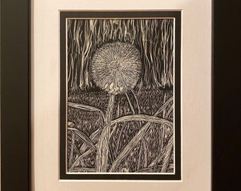 Original Raccoon Scratchboard Art