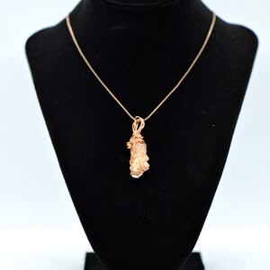 Aragonite Stone wrapped in copper on copper snake chain. Stone is Earth healer or grounding stone. image 3