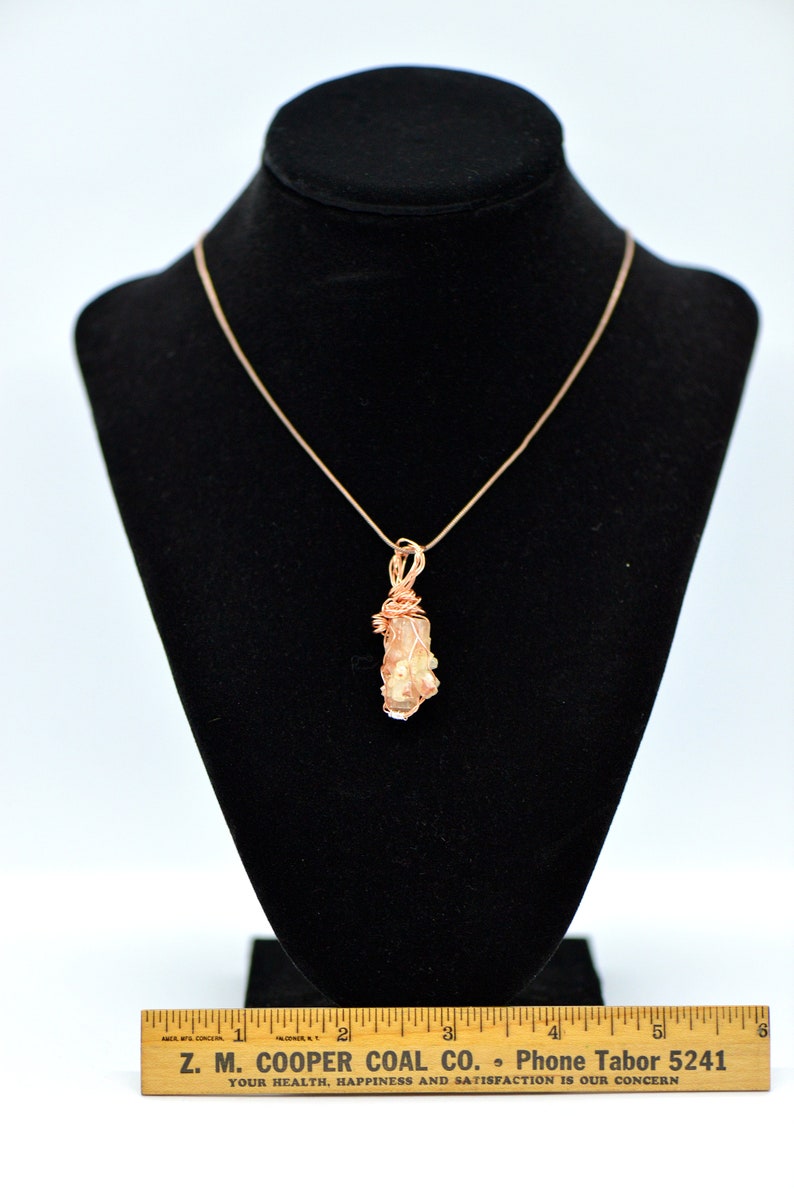 Aragonite Stone wrapped in copper on copper snake chain. Stone is Earth healer or grounding stone. image 3