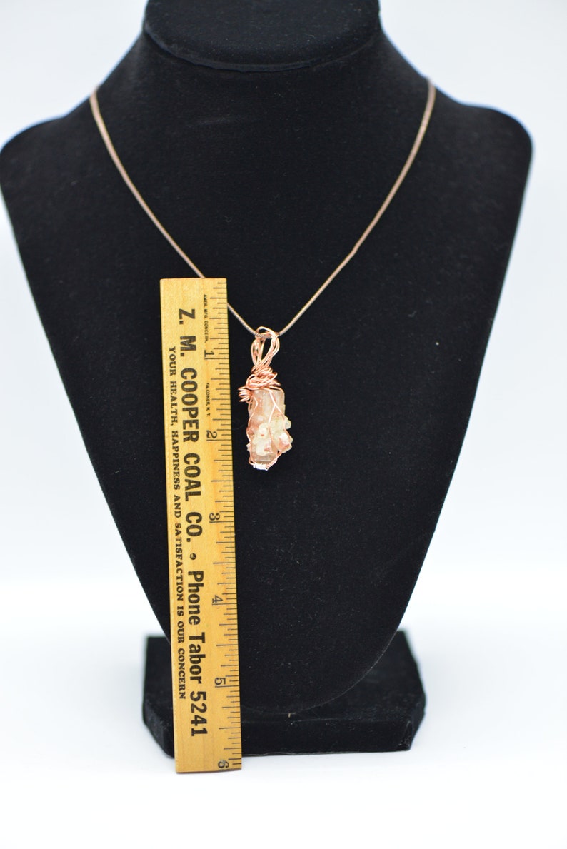 Aragonite Stone wrapped in copper on copper snake chain. Stone is Earth healer or grounding stone. image 4