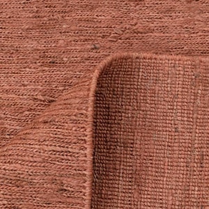 Alfombra de yute color terracota hecha a mano, alfombra texturizada color óxido, alfombra de suelo acanalada sólida, alfombra moderna de color marrón cálido.