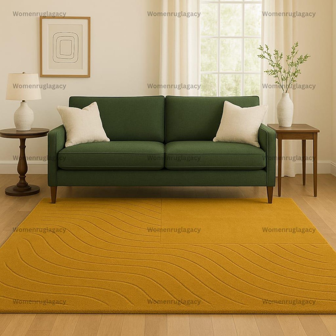 Modern Mustard Yellow Wool Rug - Mini...