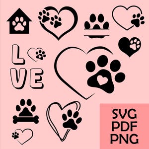 Heart Paw svg Bundle, Paw Print svg Bundle, Dog Paw svg, Heart Paw svg, Dog Paw Cut File For Cricut svg, Paw svg, Digital Download