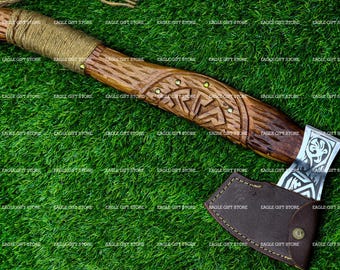 Custom Gift Hand Forged Carbon Steel VIKING AXE with Ash Wood Shaft, Wedding Gift, Axe, Axes Best Birthday&Anniversary Gift For Him,Larp Axe
