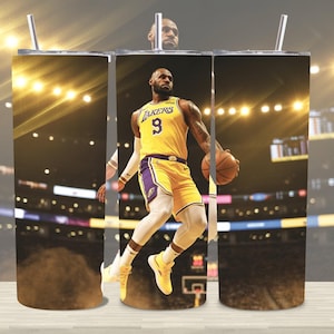 LeBron James Tumbler Wrap PNG | 20oz Skinny Straight Sublimation Design | Lakers Fan Basketball Cup | Digital Download Only