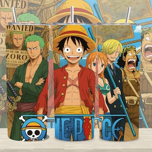 One Piece Anime Tumbler Wrap PNG | 20oz Skinny Sublimation Design | Anime Girl & 90s Cartoon Style | Best Seller Gift for Anime Lovers