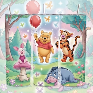 Winnie the Pooh Tumbler Wrap PNG Bundle | 20oz Skinny Sublimation Designs | Cartoon Pooh Bear Tumbler Wrap | Instant Digital Download