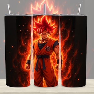 Goku Dragon Ball Z Tumbler Wrap PNG | 20oz Skinny Sublimation Design | Super Saiyan 90s Anime Cartoon Cup | Instant Digital Download