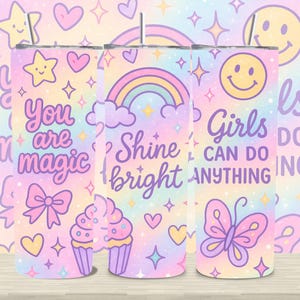 Kids Tumbler Wrap PNG: Rainbow Sublimation Design (Digital Download)