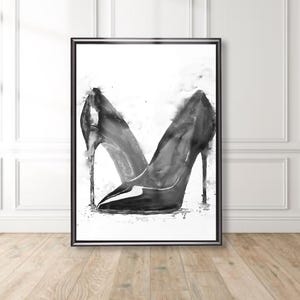 Black And White Heels DIGITAL PRINT Girly Minimalistic Teen Room Decor Luxury Print High Heels Fashion Poster Stylish Above Bed Wall Art