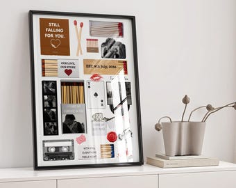 Editable Matchbook Poster Template, Blank Matchbook Template, Matchbox Art, Anniversary Gift, Download, Printable Wall Art, Custom Art