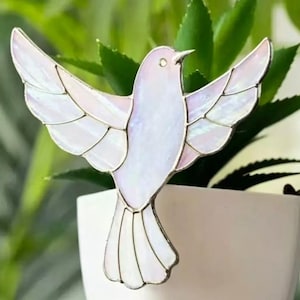 Stained Glass Pot Hugger Suncatcher - Unique Plant Decoration, Bird & Butterfly Perch for Indoor Planters - Handcrafted Gift by UnoHaus