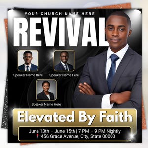 Church Revival Flyer Template, Editable Canva Design, Worship Event, Church Event Flyer, Digital Download