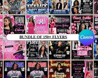 150+ Party Flyers Bundle: Club, DJ, Event Templates (Canva Editable)