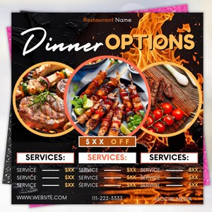 Dinner Specials Flyer Canva Editable Template, DIY Flyer Design, Dinner Menu Deals Flyer, Restaurant Flyer, Dinner Sale Flyer, Canva Design