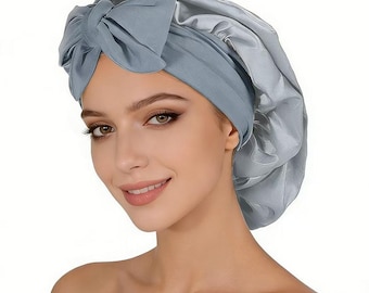 100% Mulberry Charmeuse Silk Hair Bonnet || Double Layered Sleep Cap for Night