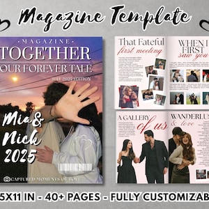 Personalised Couples Magazine Template, Engagement Gift Idea, Long Distance Gift, Gift For Boyfriend, Custom Couple Gift, Canva Template