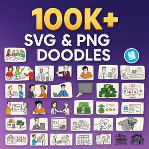 100K+ SVG & PNG Doodles Bundle | Digital Clipart, Hand Drawn Elements, Cricut and Sublimation Files | Instant Download | Commercial Use