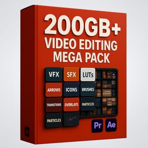 200GB Video Editing Bundle | CapCut, Premiere Pro, After Effects | LUTs, Transitions, SFX, Overlays, Fonts, Templates | Instant Download