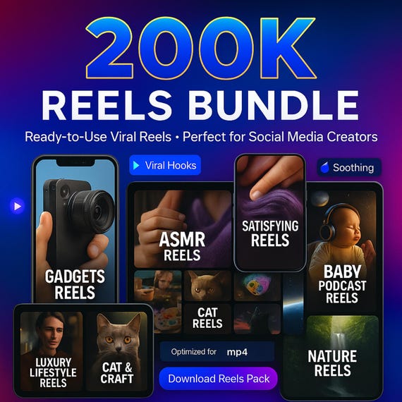 200K+ Viral Reels Bundle: TikTok, Instagram, YouTube Shorts Digital Download